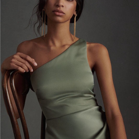 BHLDN Dylan One-Shoulder Satin Side Slit Gown - Picture 2 of 8